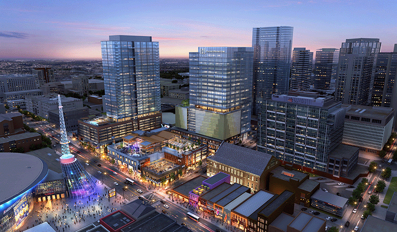 A Skyline of Buildings During Dusk